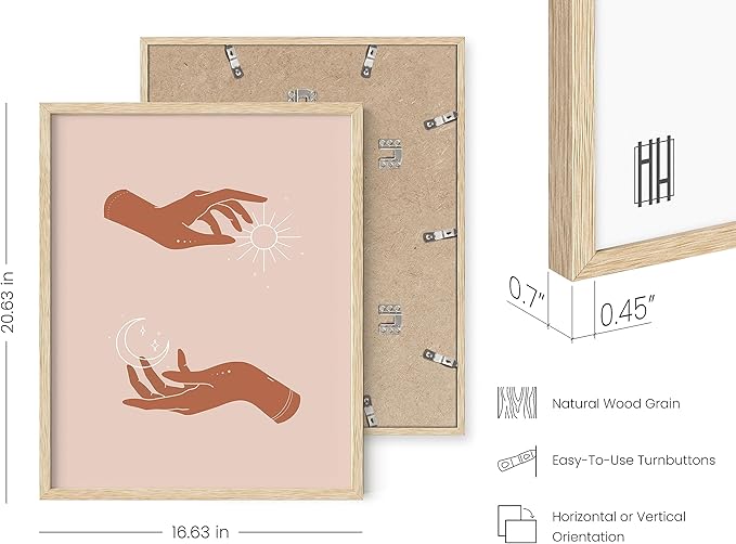 HAUS AND HUES Sun and Moon Astrology Posters - Spiritual Wall Art and Celestial Hands Top and Bottom Astrology Room Decor Posters Spiritual Boho Prints Wall Art and Prints (Beige Frame, 16x20)