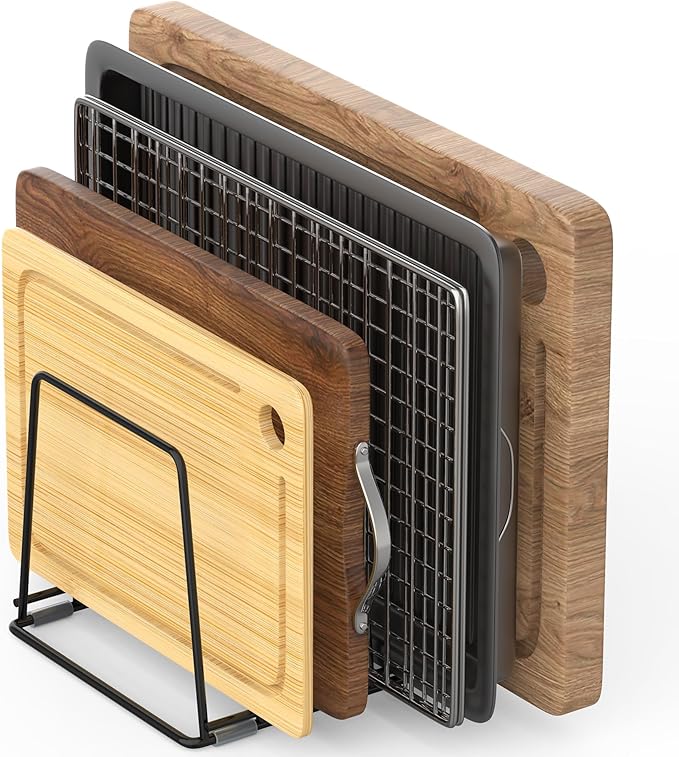 Cutting Board Organizer Kitchen Organizer Rack for Cutting Board, Bakeware, and Cookie Sheet, 5-Slot Heavy-Duty Steel Cookware Holder,Rust-Resistant with Anti-Slip Feet (2, Large)