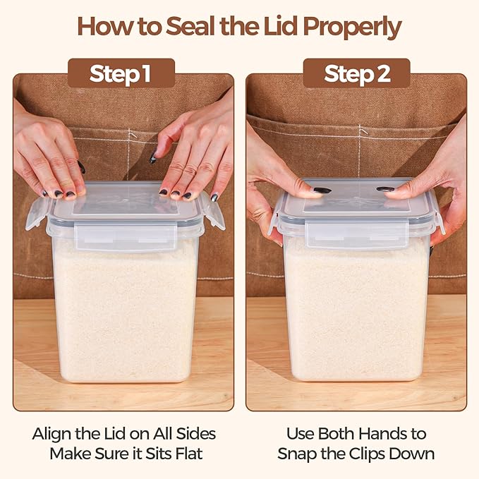 ComSaf Brown Sugar Container Set of 2 (2.5L/84Oz), Airtight Food Storage Containers with Lids and Terra Cotta Brown Sugar Saver, Plastic Canisters Sets for Kitchen, Pantry Organizers for Flour, Baking