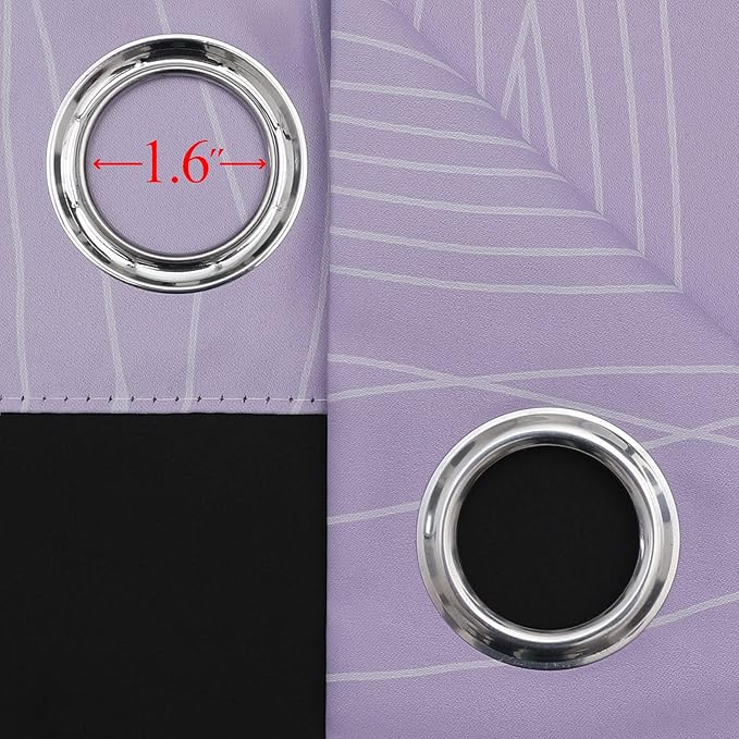 Estelar Textiler Lilac and Greyish White Ombre Blackout Curtains 90 Inch Length 2 Panels Set, Thermal Insulated Drapes for Bedroom,Full Light Blocking Grommet Gradient Curtains for Living Room,52Wx90L