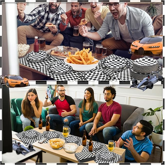 180Pcs Race Car Party Supplies Paper Plates and Napkins Serve 60 Disposable Tableware Set for Birthday Party Decorations Game Day Family School Holiday Sports Events