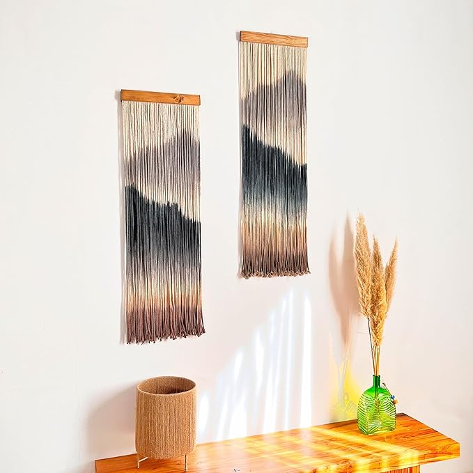 Knots & Beyond 'Mini' Collection, Macrame Wall Hanging, Dip Dye Fiber Art Wall Art, Tie Dye Tapestry, Boho Wall Decor for Above Couch, Headboard, Living Room Decor Wall, Woven Macrame Art, Quantity 1,