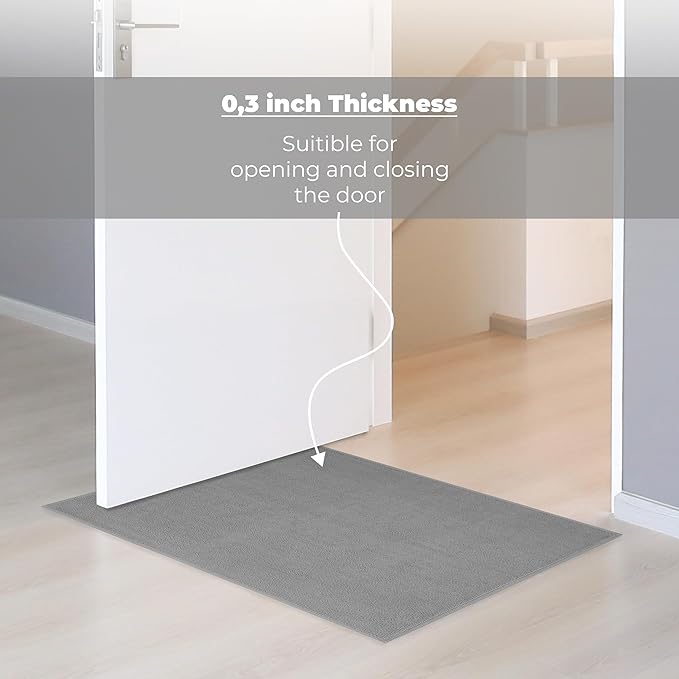 Cotton Paradise 100% Cotton Non Slip Bath Mats for Bathroom, 17x24 inch Soft Absorbent Quick Dry Machine Washable Floor Bath Mat, Light Grey