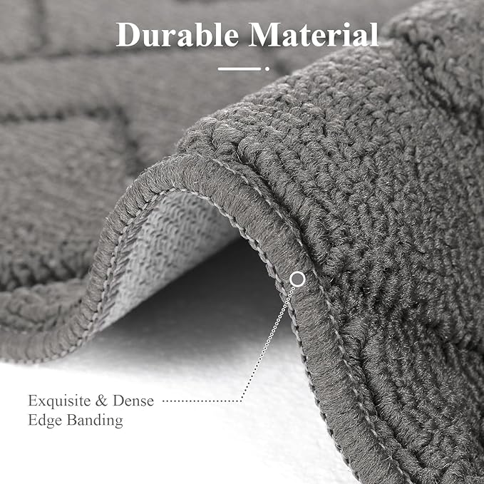 hicorfe Kitchen Rugs and Mats Sets,Super Absorbent Polypropylene Non-Slip Rug,Soft Comfort Floor Mat,Washable for Kitchen,Hallway,Office,Sink,Laundry(24" x 35",Grey)