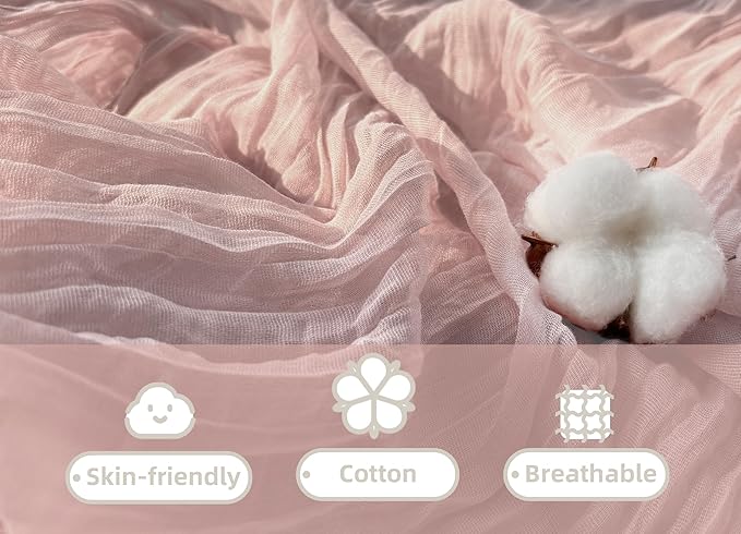 FEXIA Dusty Pink Cheesecloth Mothers Day Spring Table Runner 35x120 Inches Boho Gauze Table Runner for Wedding Party Baby Shower Engagement Decor