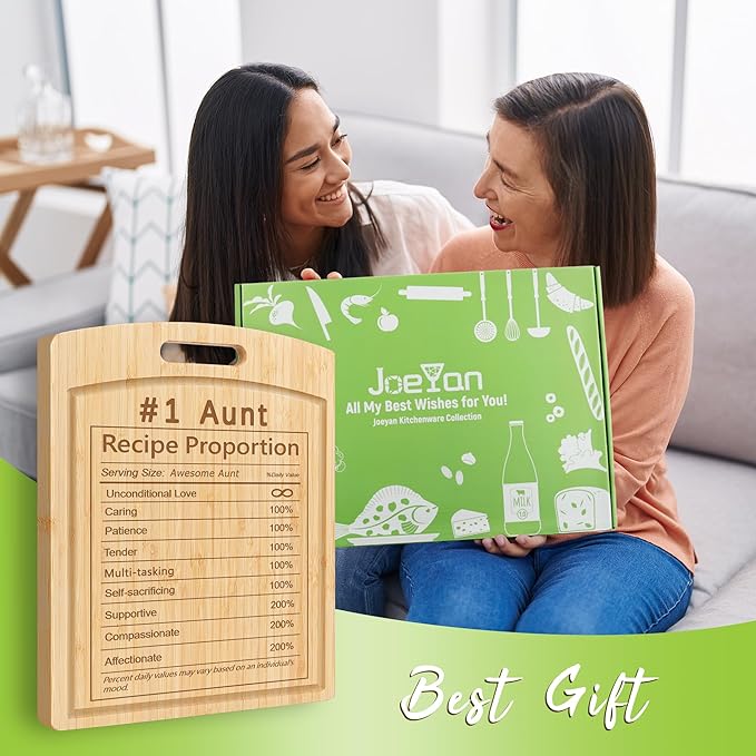 Joeyan Anut Birthday Recipe Cutting Board Gift from Niece Nephew, Personalized Engraved Kitchen Present Christmas, Large Size, Heavy Duty, 16x12x0.8"