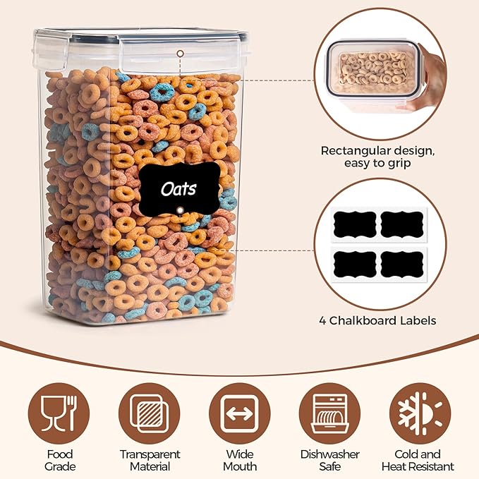 ComSaf Food Storage Containers with Lids Set of 3 (2L/67oz) (1.4L/47oz) (0.8L/27oz), Airtight Food Storage Containers, Plastic Canisters Sets for Kitchen, Pantry Organizers for Sugar, Cereal and Snack