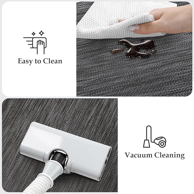 KIMODE Anti Fatigue Kitchen Mats 17"x47"+17"x29", Dark Grey Farmhouse Kitchen Rugs Sets of 2, Paded Kitchen Floor Mats, Textilene Kitchen Mat for Floor Non Slip, Standing Mat for Laundry Sink Desk