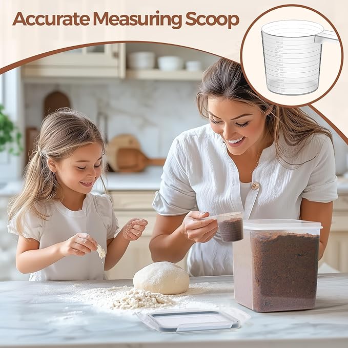 ComSaf Brown Sugar Container Set of 2 (2.5L/84Oz), Airtight Food Storage Containers with Lids and Terra Cotta Brown Sugar Saver, Plastic Canisters Sets for Kitchen, Pantry Organizers for Flour, Baking