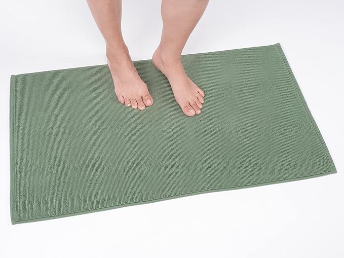 Cotton Paradise Bath Rug for Bathroom, 20x34 inch 100% Cotton Non Slip Bath Mat Rug, Soft Absorbent Machine Washable, Sage Green Bath Rug