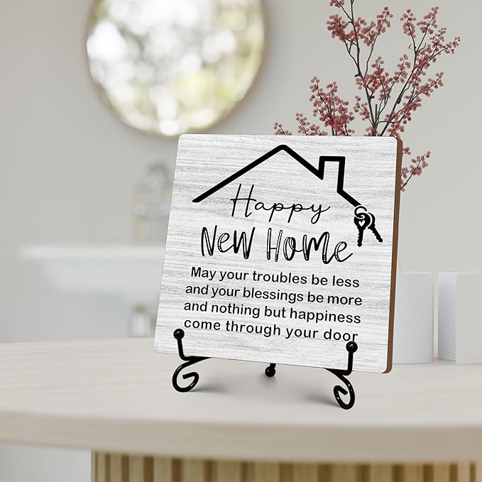 Housewarming Gifts, New Home New Adventure Memories Welcome Home Decorations, Best Gift Ideas for Family Couple, 5 x 5 Inches Living Room Bedroom Kitchen Bathroom Decor-073