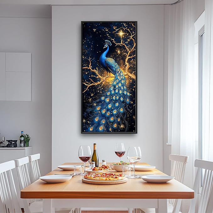 Lovira Peacock Large Wall Art Tree Canvas Wall Decor Pictures Prints Painting Framed Modern Vertical Artwork for Living Room Bedroom Bathroom Office 30"x60"