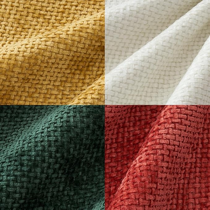 MIULEE Christmas Pack of 4 Couch Throw Pillow Covers 16x16 Inch Christmas Red/Green Soft Decorative Chenille Pillow Covers Farmhouse Accent Cushion Covers for Boho Home Decor Sofa Bedroom Living Room