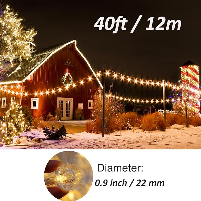 Mocalido 40ft Globe String Lights Battery Operated Outdoor, 80 LEDs Hanging Lights with Remote, Warm White & Multicolor Waterproof Fairy Lights for Outside Indoor Camping Tent Decor