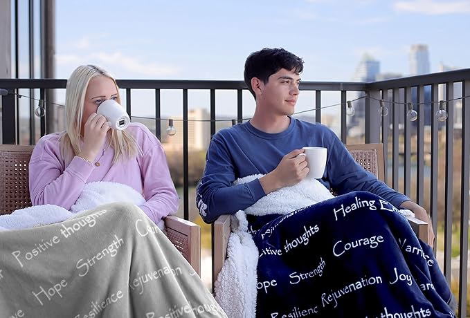 WOLF CREEK BLANKET - Compassion Blanket (Brand)- Strength Courage Super Soft Warm Hugs, Get Well Gift Blanket Plush Healing Thoughts Positive Energy Love & Hope (Gray, 50 x 65 Sherpa)