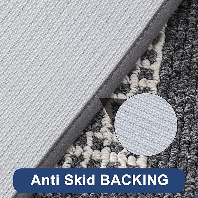 COSY HOMEER Kitchen Rugs Non-Slip 20x30/20x48 Inch Thick Polypropylene Standing Mat for Home Machine Washable, Black