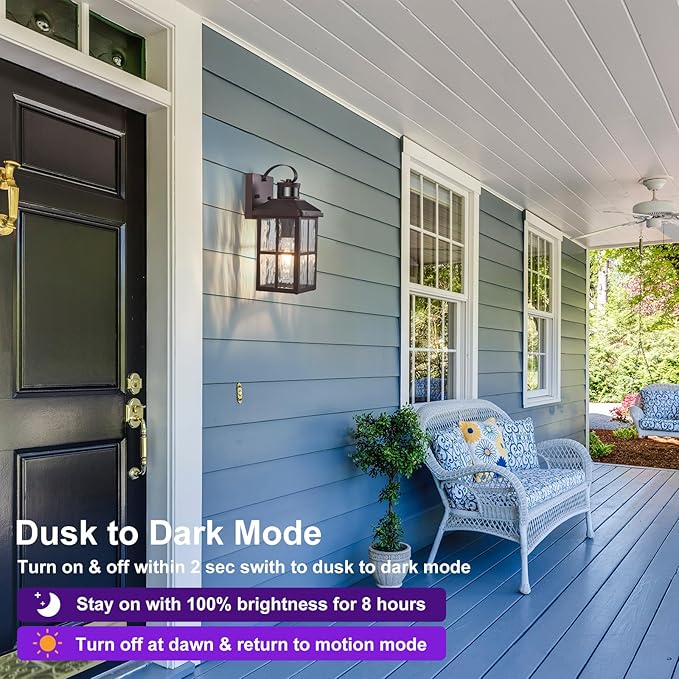 Porch Lights Outdoor with Remote Control: Motion Sensor Exterior Lighting Fixtures Intelligent 4 Lighting Modes Outdoor Wall Lights Sconce Lights for House Patio Front Door Garage