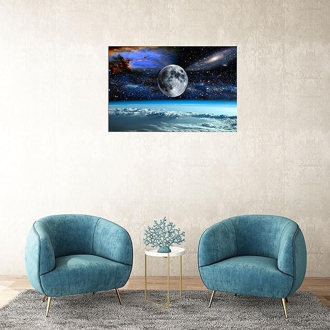 XXM WallArt FC2569 Space View From Earth Canvas Wall Art Landscape Modern Decor Abstract for Living Room, Bedroom, Kitchen, Home and Office