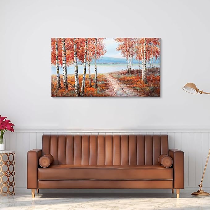 YDYSUNE Landscape Nature Wall Art - Forest Artwork for Walls - Scenery Canvas Wall Art - Orange Painting for Living Room - Farmhouse Decor - Wall Pictures for Bedroom 20×40IN