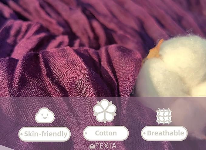 FEXIA Purple Cheesecloth Table Runner 35x120 Inches Gauze Table Runner for Mother's Day Bridal Shower Wedding Party First Communion Centerpiece Engagement Boho Table Decoration