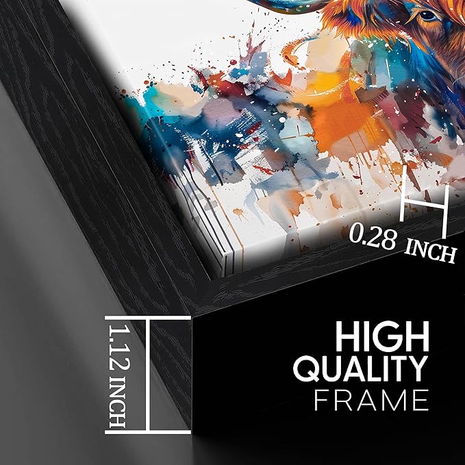 ZHAOSHOP Highland Cow Pictures Wall Decor for Living Room - Graffiti Wall Art for Office - Framed Canvas Wall Art for Bedroom Size 29" x 59"