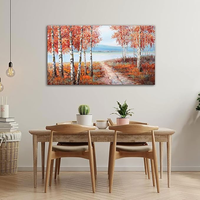 YDYSUNE Landscape Nature Wall Art - Forest Artwork for Walls - Scenery Canvas Wall Art - Orange Painting for Living Room - Farmhouse Decor - Wall Pictures for Bedroom 20×40IN