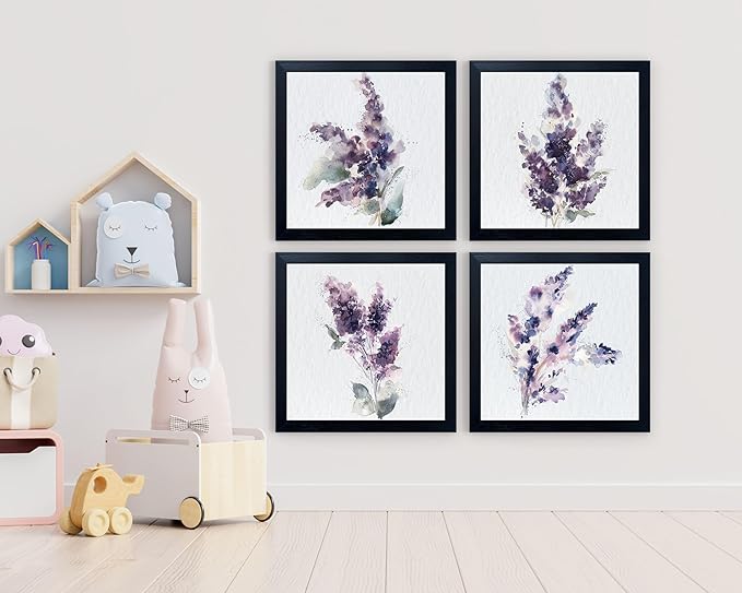 Purple Room Decor Lavender Wall Art Wildflower Canvas Wall Art for Bedroom Livi8ng Room Floral Canvas Artwork Countryside Farmhouse Picture Wall Decor