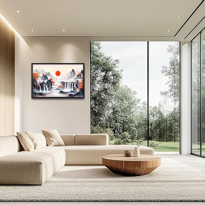 Lovira Japanese Mountain Landscape Large Wall Art Japan Canvas Wall Decor Pictures Prints Painting Framed Artwork for Living Room Bedroom Bathroom Kitchen Office 24"x36"