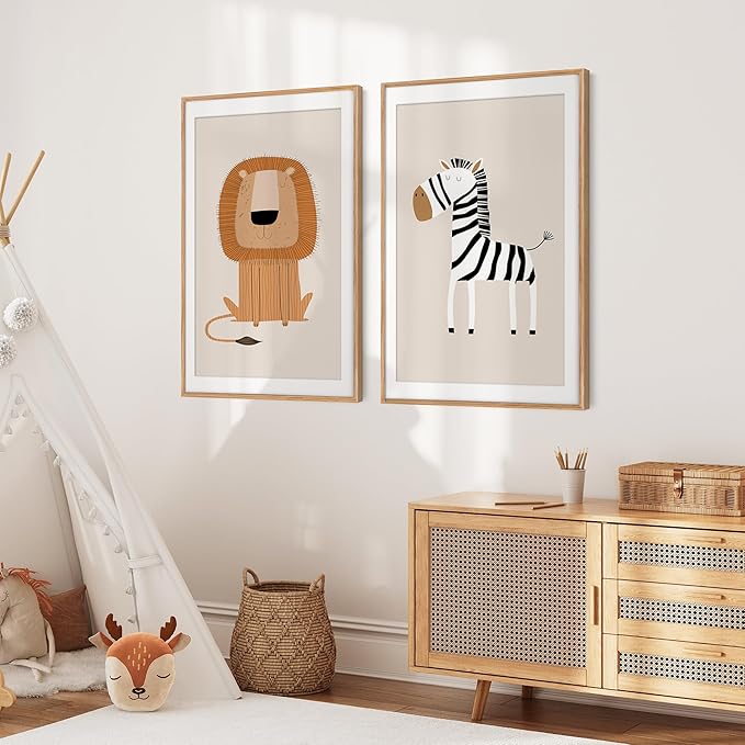 27x40 Picture Frame, Solid Oak Wood 27x40 Poster Frame for Wall, 27 x 40 Frame with Tempered Real Glass, 27x40 Frame with Mat for 24x36, Rustic Wooden 27x40 Art Frame, Natural Oak Color