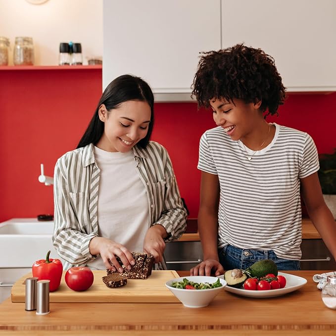 Joeyan Engraved Recipe Cutting Board for Friendship in Gift Box with Double Sides Grooves for Bestie Good Friends Women Men Male Female, Large Practical Sturdy Kitchen Chopping Present for Birthday