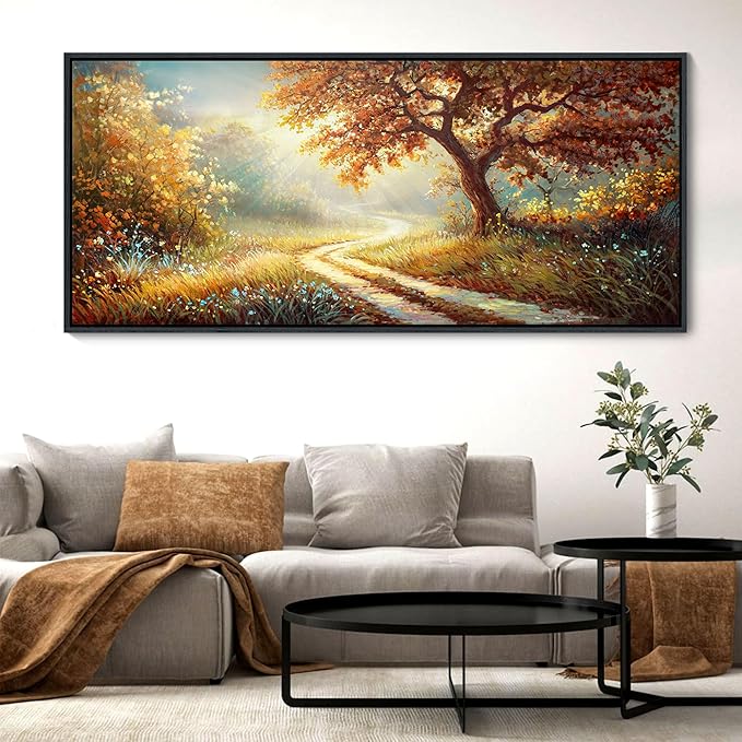 YDYSUNE Landscape Canvas Poster Wall Art Vintage Countryside Field Path Scenery Picture Print Wall Decor Retro Painting Artwork for Modern Home Bedroom Office 70x31inch
