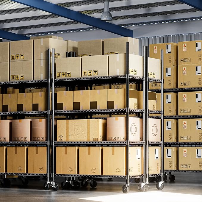 IZEUK Heavy Duty Garage Shelving, 4 Tier Wide Metal Storage Shelf Rack, Adjustable Utility Organizer for Basement, Warehouse, Garage, Black, 23.6" D x 53.1" W x 73.6" H