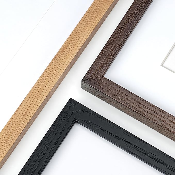 12x12 Picture Frame Set of 2, High-End Oak Wood Frame 12 x 12 for Wall, Square Wooden 12 by 12 Gallery Frames Set, 12x12 Frame Matted to 8x8, Real Glass 12 x 12 Frames, Walnut Color