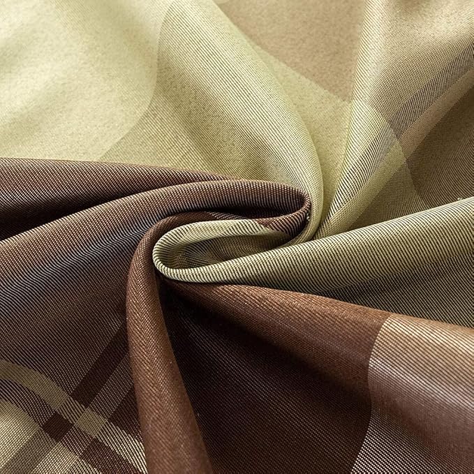 SASTYBALE Round Tablecloth Checkered Style Polyester Table Cloth Dust-Proof Wrinkle Resistant Heavy Weight Table Cover for Kitchen Dinning Tabletop Decoration (Round,60" (4-5 Seats), Taupe)