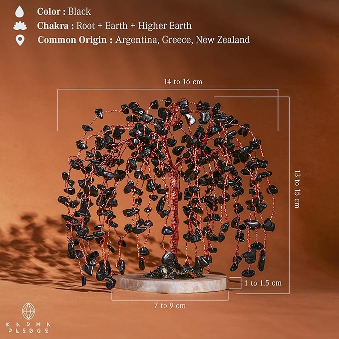 Black Obsidian Crystal Tree of Life Chakra Healing, Home and Office Desk Decor, Feng Shui Bonsai Trees for Postive Energy, Money, Good Luck, Christmas Decor, Spiritual Birthday Gifts for Women, Mom