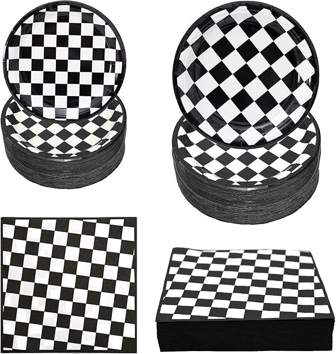 180Pcs Race Car Party Supplies Paper Plates and Napkins Serve 60 Disposable Tableware Set for Birthday Party Decorations Game Day Family School Holiday Sports Events