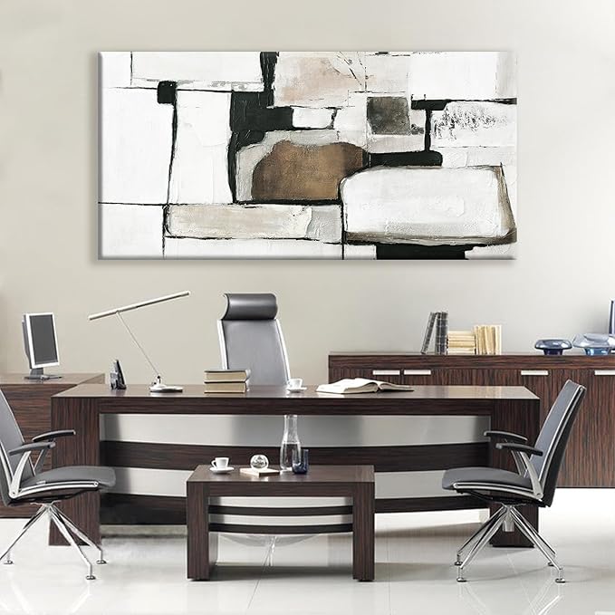 Tsomzxng Large Abstract Wall Art For Living Room Decor Grunge Room Decor Art Canvas Art Wall Decor 29" X 58" Painting Brown Grey Wall Art Line Art For Bedroom Home Office Dining Room Artwork