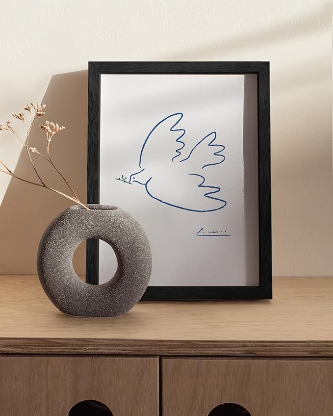 HAUS AND HUES 6x8 Black Oak Wooden Picture Frame - 6x8 Poster Frame - Premium Oak, Vertical Hang, Shatterproof Plexiglass - Ideal for Home, Room, Office (6x8 in, Black)