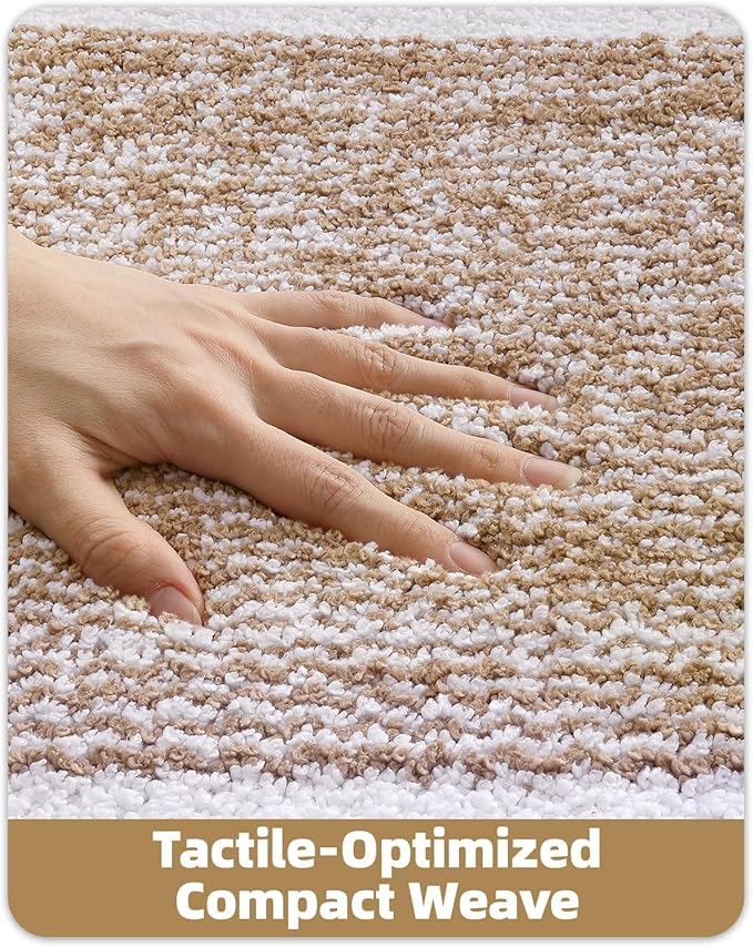 Color&Geometry Simple and Stylish Bath Mats for Bathroom Non Slip, 20"x29" Standard Sized Beige and White Bathroom Rugs, Absorbent, Soft, Washable, Microfiber Bath Mat