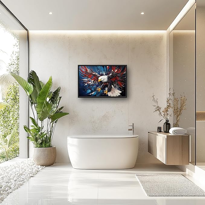 Lovira Bald Eagle Large Wall Art Patriotic Canvas Wall Decor Pictures Prints Painting Framed Modern Artwork for Living Room Bedroom Bathroom Office 24"x36"