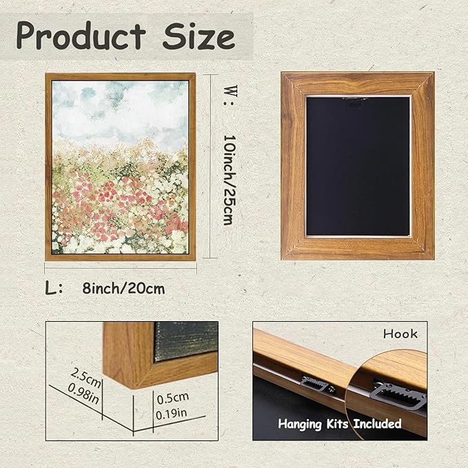 KBKBART Framed Wall Art for Bedroom Decor, Vintage Spring Flower Pictures Aesthetic, Farmhouse Wall Decor Meadow Floral Bathroom Canvas Oil Painting, Canvas Wall Art Summer Room Decor, Gifts for Friends or Family(8"x10")