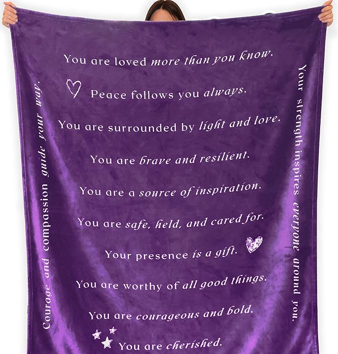 WOLF CREEK BLANKET - Single Layer Fleece Light and Love Compassion Blanket- Positivity Courage and Affirmations Get Well Gift, Plush Healing Thoughts Love Hope & Comfort