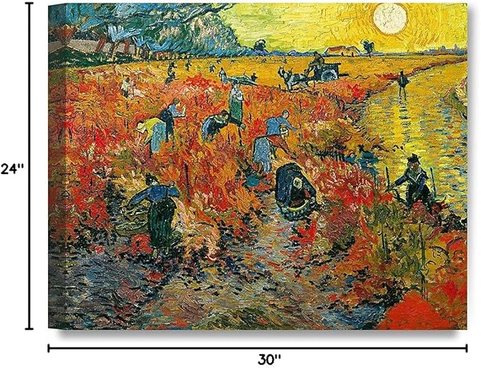 DECORARTS - The Red Vineyards, Vincent Van Gogh Art Reproduction. Giclee Canvas Prints Wall Art for Home Decor 30x24
