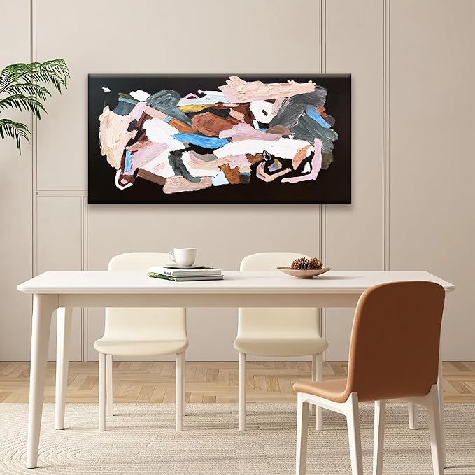 TAIJXAGSG Abstract Canvas Art Wall Decor Modern Minimalist Artwork Paintings Black Wall Art Prints Colorful Abstract Wall Art Line Art Bedroom Kitchen Office Bathroom Decor 20" × 40"