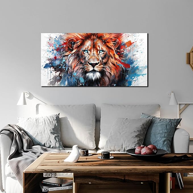 ZHAOSHOP Lion Pictures Wall Decor for Living Room - Colorful Wall Art for Office - Teen Room Decor Ready to Hang Size 20" x 40"