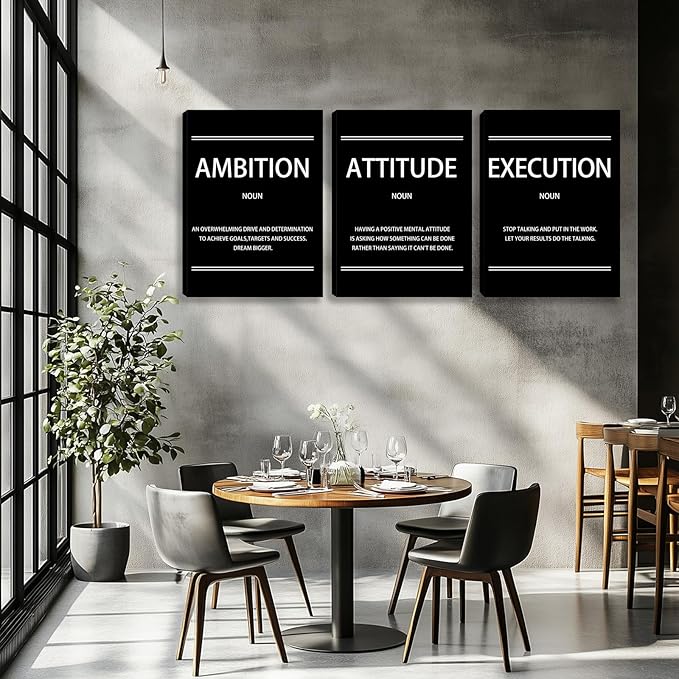 Motivational Wall Decor Paintings Inspirational Office Wall Decor Posters Prints 3 Pieces Bedroom Decor Living Room Office Canvas Picture Wall Painting Home Decoration Framed Artwork (36''W x 16''H)