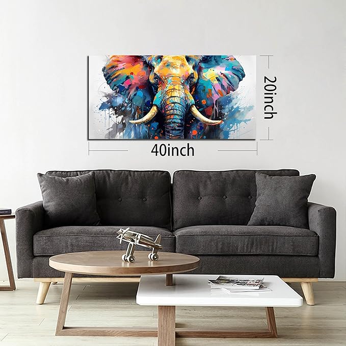 ZHAOSHOP Elephant Pictures Wall Decor for Living Room - Blue Wall Decor for Office - Boys Bedroom Wall Decor Size 20" x 40"