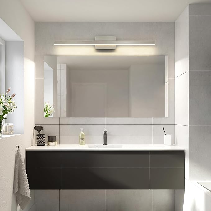 Joossnwell Brushed Nickel Bathroom Vanity Light Bar 5CCT Dimmable Bathroom Light Fixtures Over Mirror Modern LED Vanity Lighting Bath Light ETL Certificated 39.37 inch