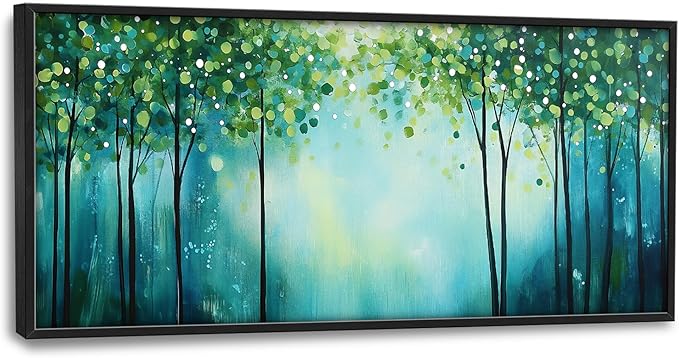 Lovira Green Forest Tree Large Wall Art Nature Landscape Canvas Wall Decor Pictures Prints Painting Framed Modern Artwork for Living Room Bedroom Bathroom Office 30"x60"