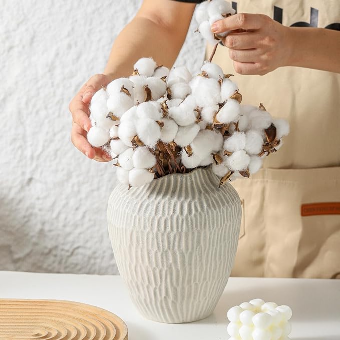 Ceramic Vase for Home Decor,7.8 Inch Flower Vase,Decorative Grey Vases for Pampas Grass,Modern Art Texture for Home Entryway Living Room Dining Table Farmhouse Office Decor-Grey.